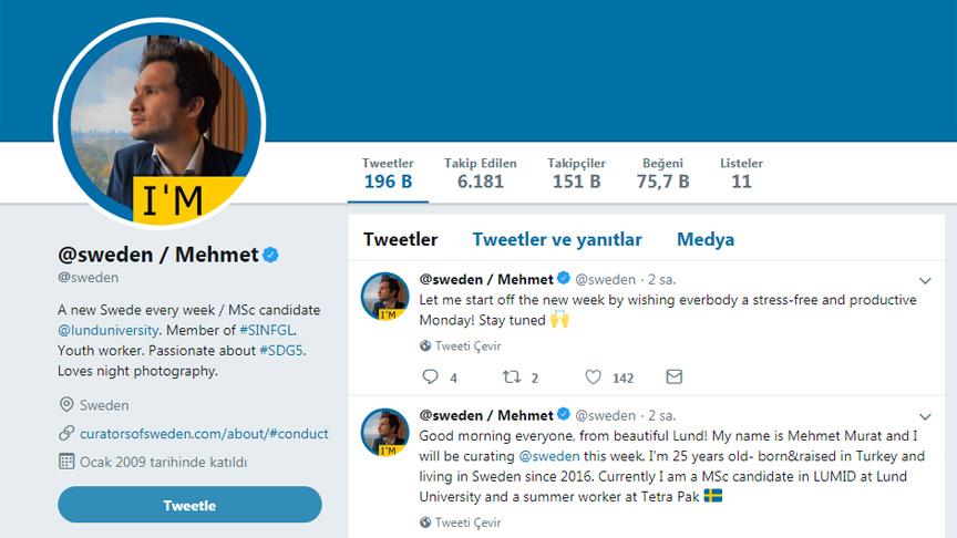 İsveç'in resmi Twitter hesabı Türk öğrenciye emanet