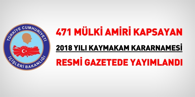 Kaymakam kararnamesi, Resmi Gazetede yayımlandı