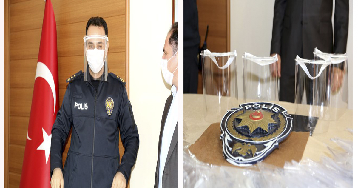 Ağrı ve Tunceli’de üretilen yüz koruyucu siperlikler polislere hediye edildi