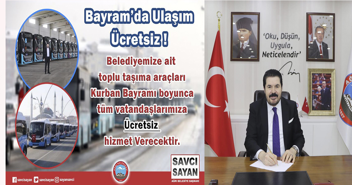 Ağrı Belediyesi Kurban Bayram Süresince Ücretsiz Ulaşım Hizmeti Verecek