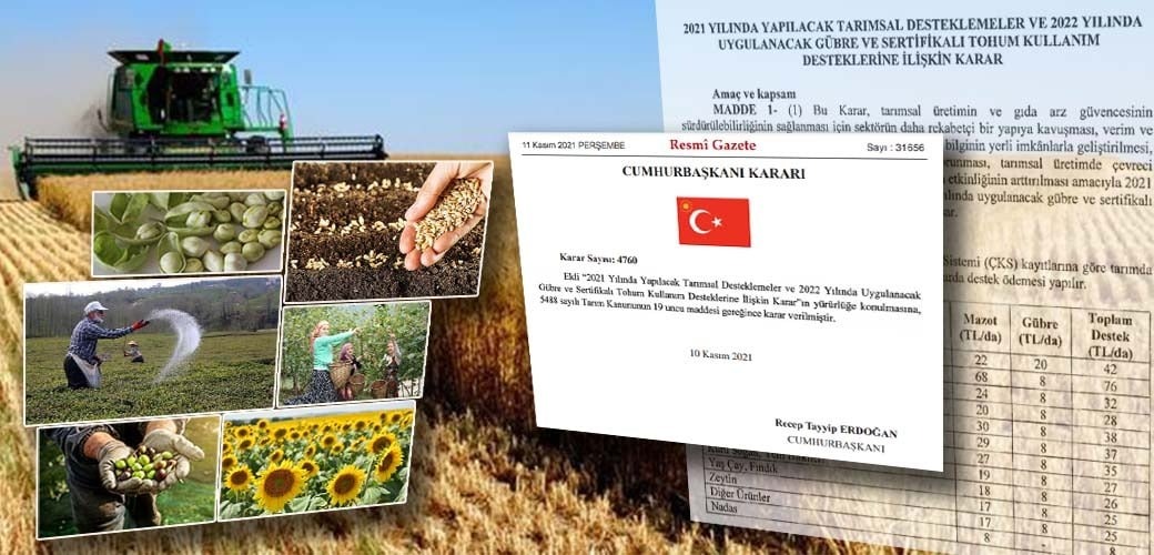 2022 yılında uygulanacak gübre ve sertifikalı tohum kullanım destekleri belirlendi