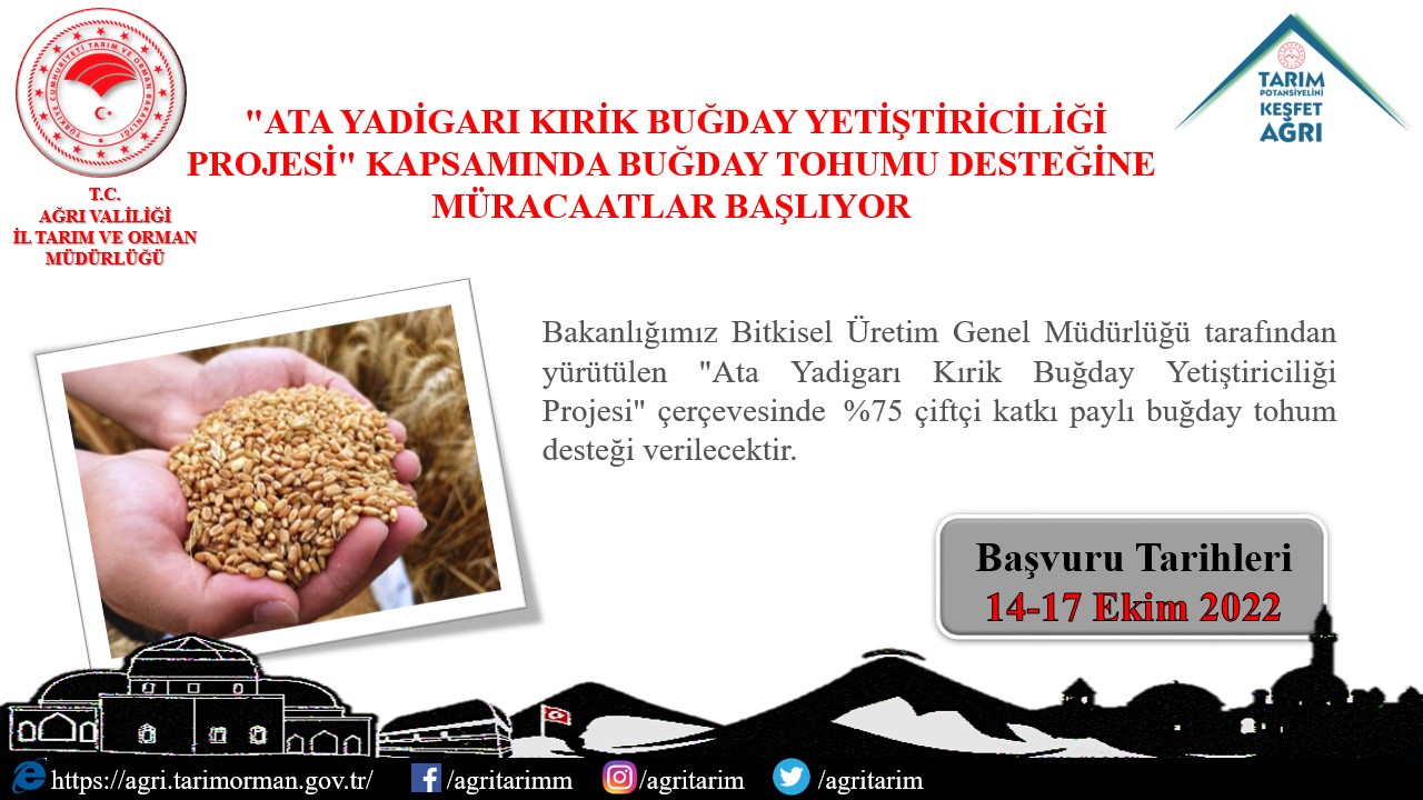 Ağrı’da buğday tohumu desteği müracaatları başladı!