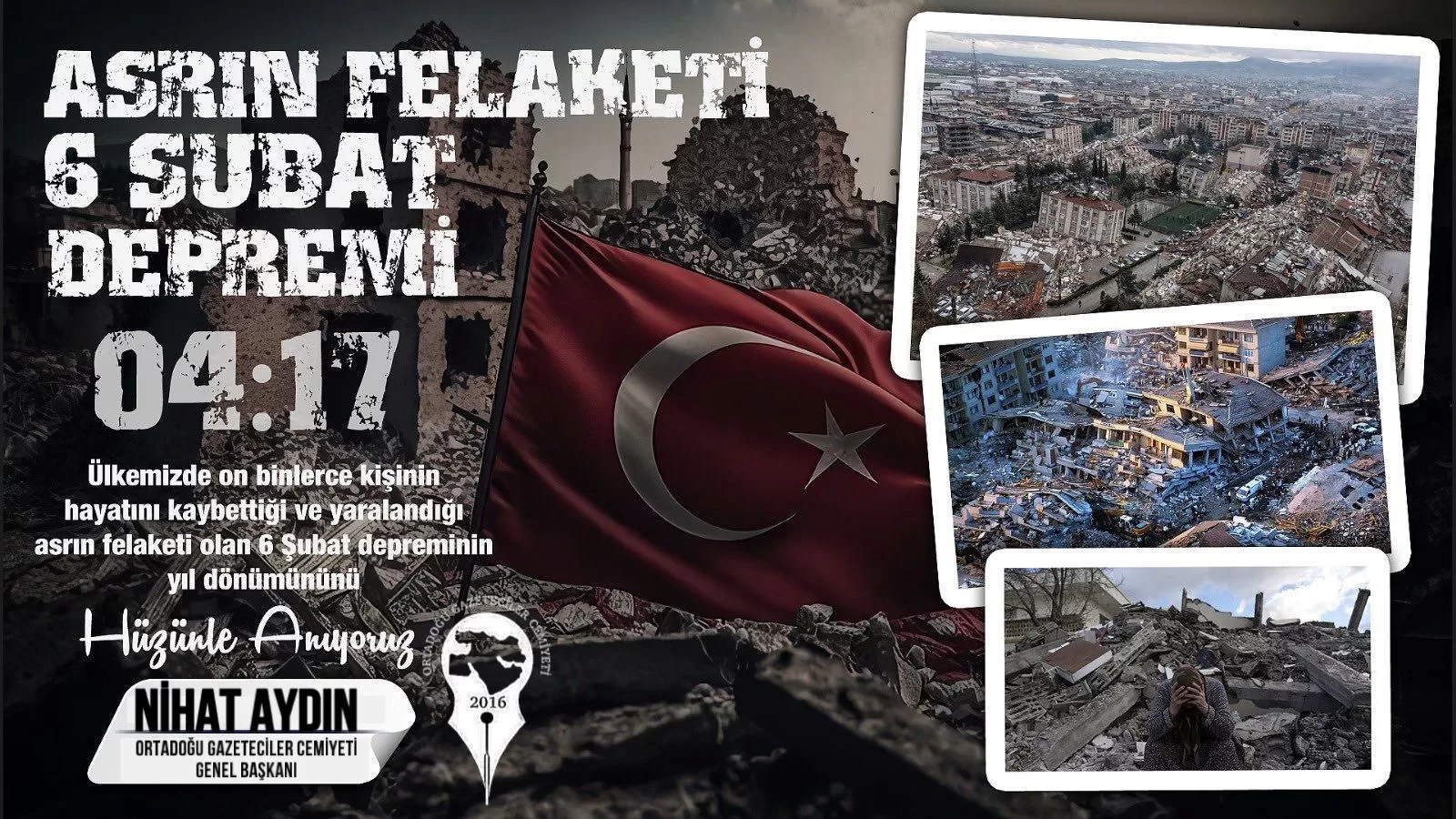 OGC Genel Başkanı Aydın, 6 Şubat Depremi Yıldönümü Mesajı
