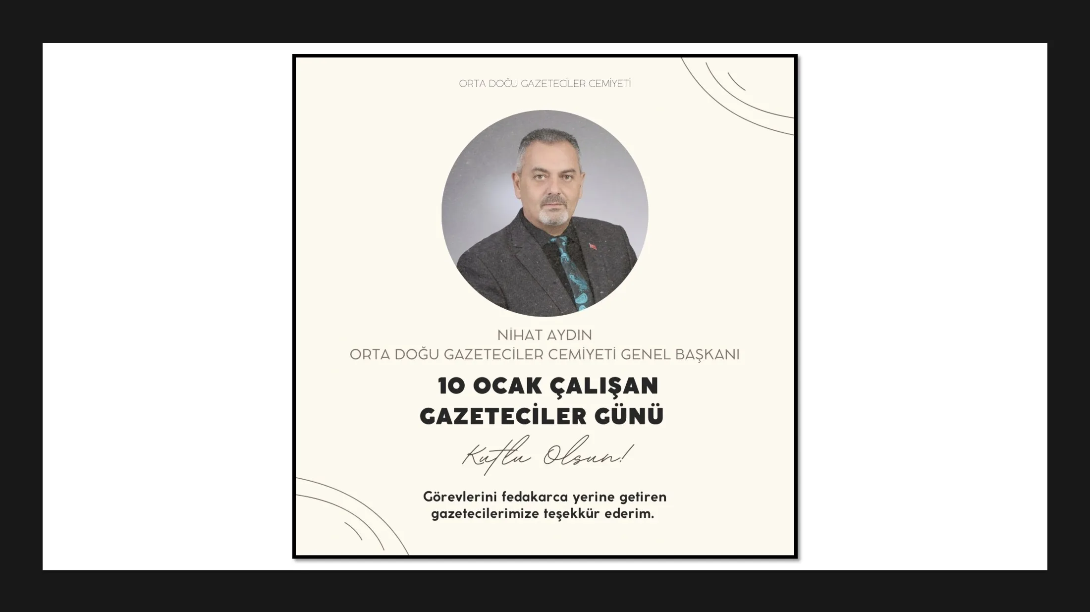 OGC Genel Başkanı Aydın’ın‘10 Ocak Çalışan Gazeteciler Günü’ Mesajı